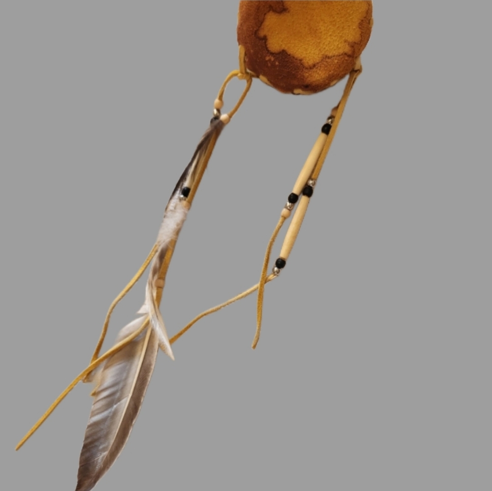 Indigenous made‎ Drum dreamcatcher with bone beads.
